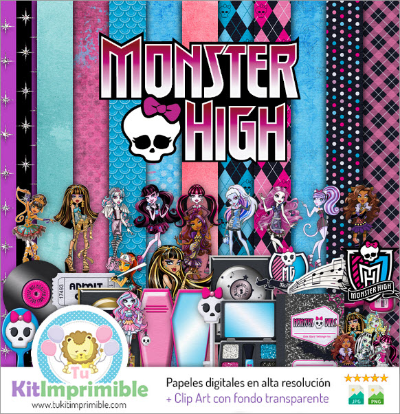 Monster High M3 數碼紙 - 圖案、人物和配件