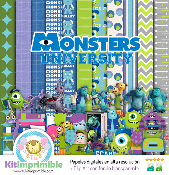 Papel digital Monsters Inc University M3 - Padrões, personagens e acessórios