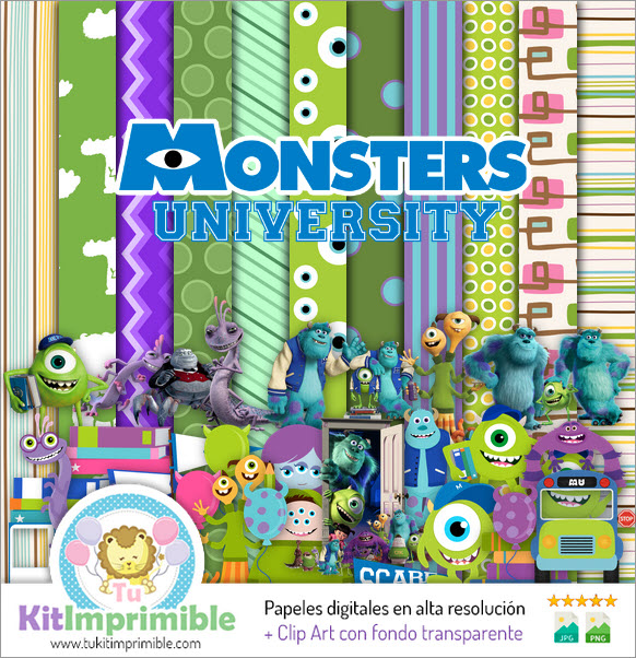 Papel digital Monsters Inc University M6 - Padrões, personagens e acessórios