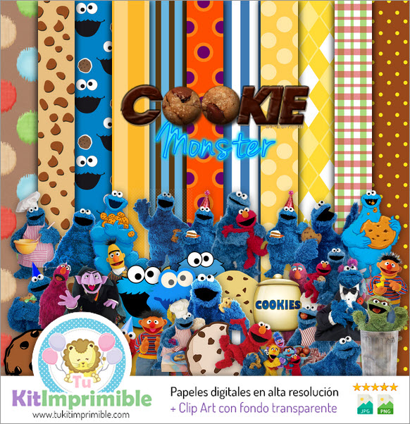 Cookie Monster Digital Paper M1 - Motifs, personnages et accessoires