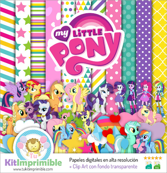 Papel Digital My Little Pony Equestria M1 - Padrões, Personagens e Acessórios