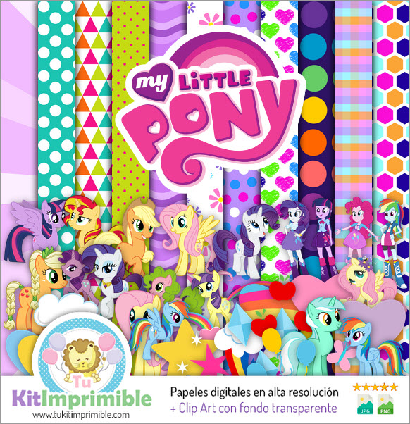 Papel Digital My Little Pony Equestria M3 - Padrões, Personagens e Acessórios