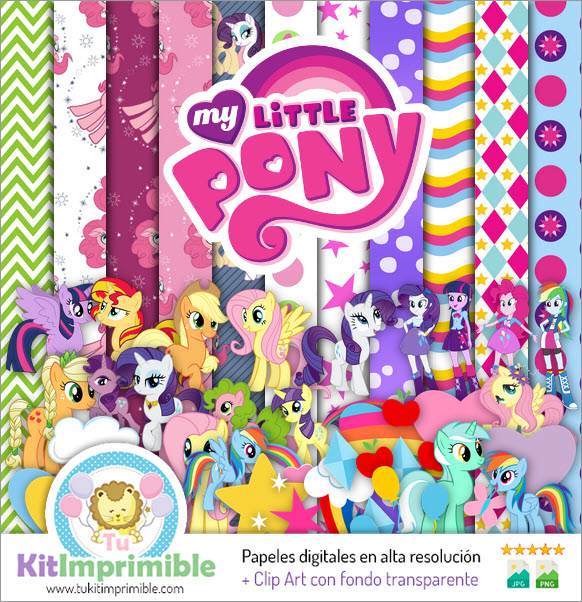 Papel Digital My Little Pony Equestria M7 - Patrones, Personajes y Accesorios
