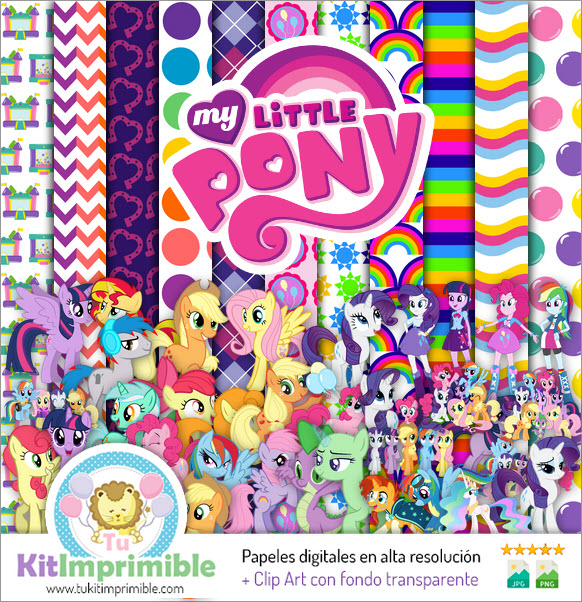 Цифровая бумага My Little Pony Equestria M8 - Выкройки, персонажи и аксессуары