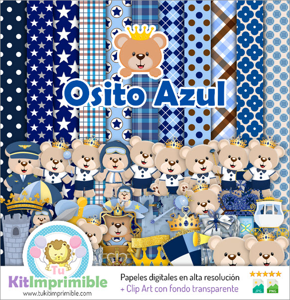 Prince Blue Bear Digital Paper M2 - Patterns, Characters and Accessories