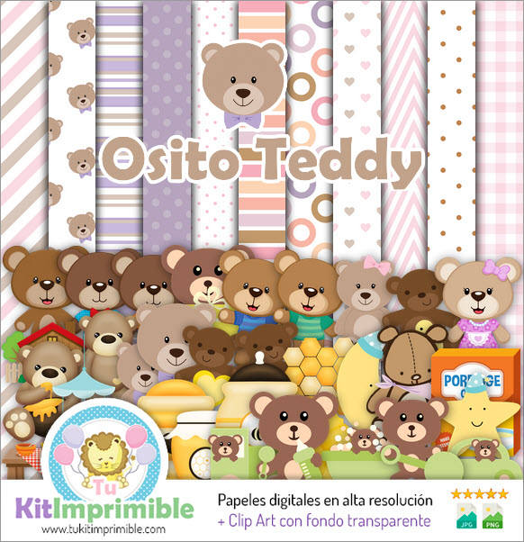 Teddy Bear Digital Paper M2 - Patterns, Characters and Accessories
