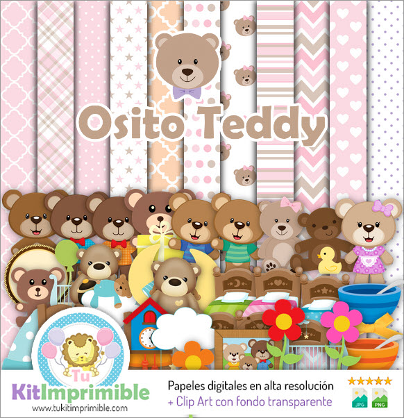 Teddy Bear Digital Paper M3 - Patterns, Characters and Accessories