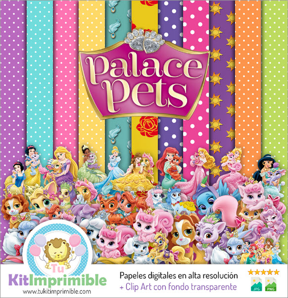 Palace Pets Princesses Digital Paper M2 – Muster, Charaktere und Zubehör