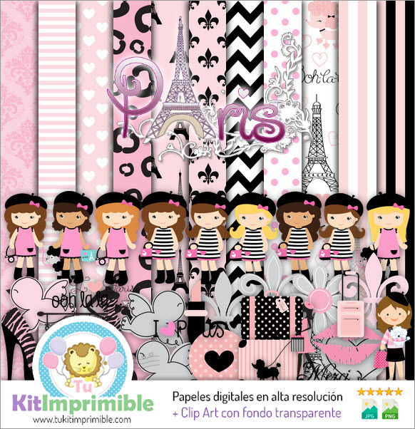 Digital Paper Paris Fashion M1 - Patterns, Characters and Accessories