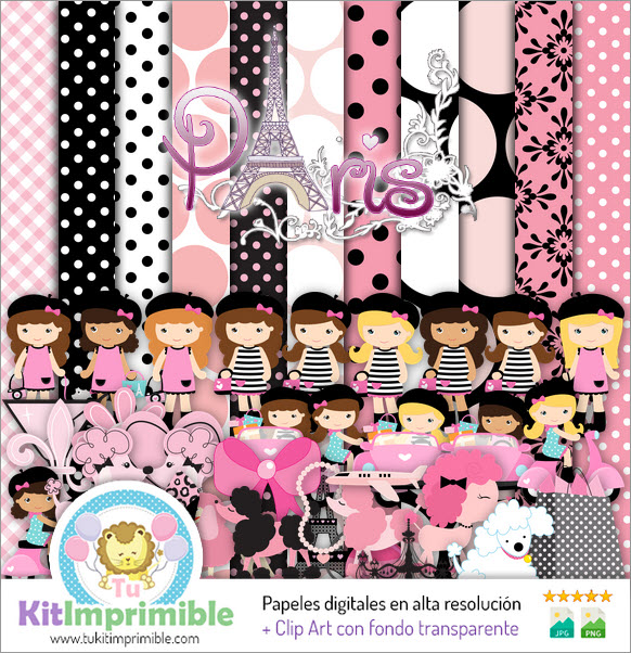 Paris Fashion Digital Paper M2 - Patterns, Characters and Accessories