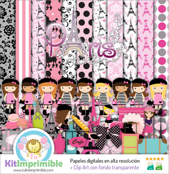 Digital Paper Paris Fashion M3 - Patterns, Characters and Accessories