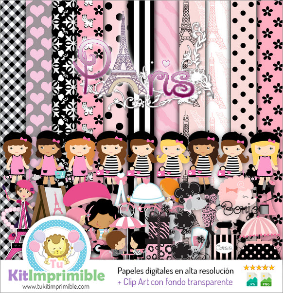Digital Paper Paris Fashion M4 - Patterns, Characters and Accessories
