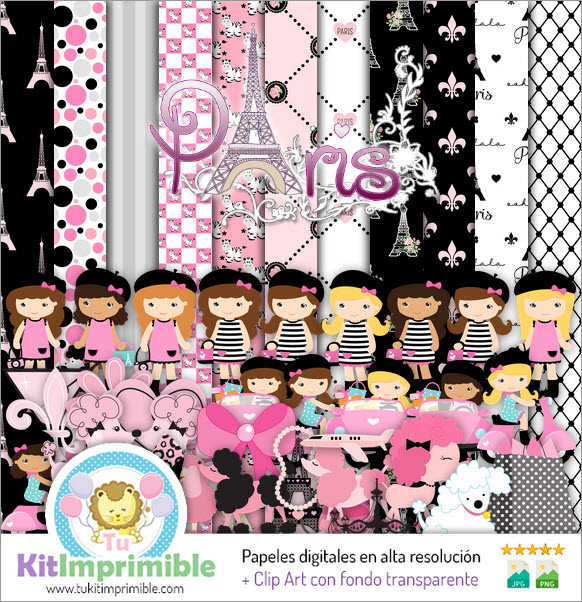 Digital Paper Paris Fashion M6 - Patterns, Characters and Accessories