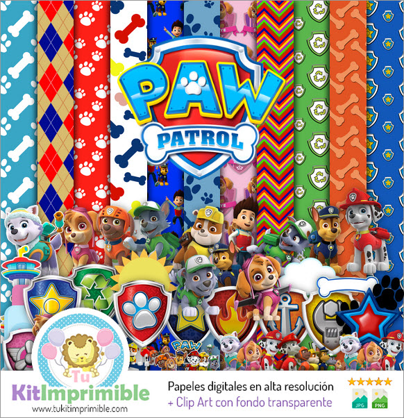 Цифровая бумага Paw Patrol M2 — выкройки, персонажи и аксессуары