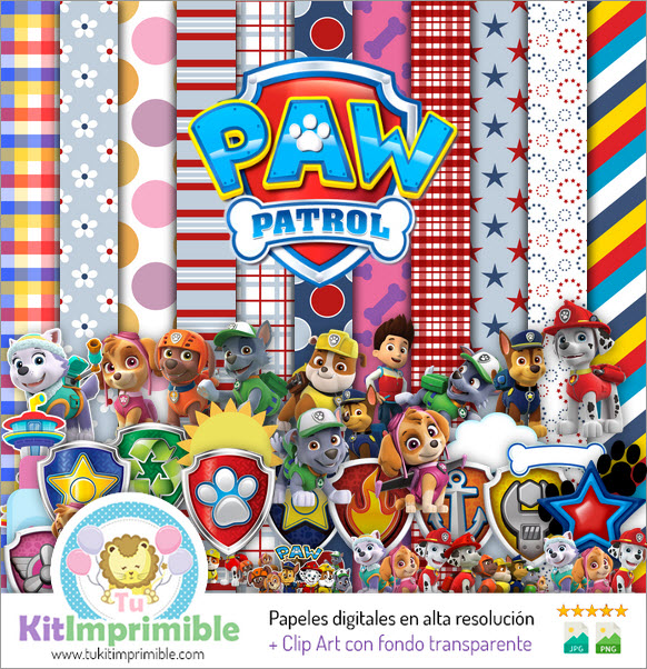 Paw Patrol Digital Paper M6 - Padrões, Personagens e Acessórios