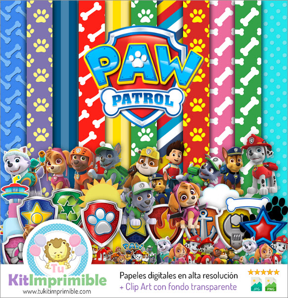Paw Patrol M10 Digitales Papier – Muster, Charaktere und Zubehör