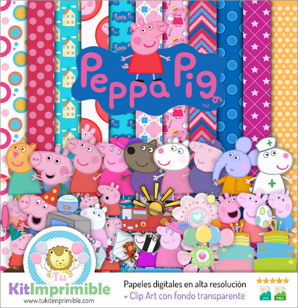 Papel Digital Peppa Pig M1 - Patrones, Personajes y Accesorios