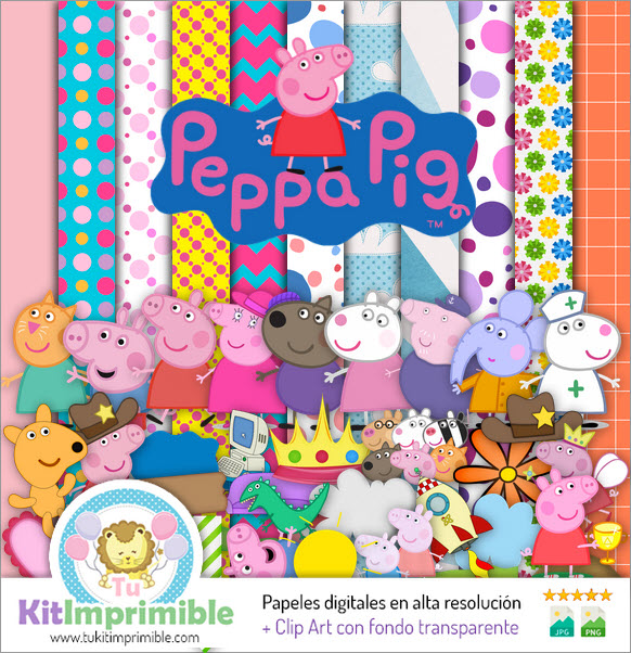 Цифровая бумага «Свинка Пеппа» M5 — выкройки, персонажи и аксессуары