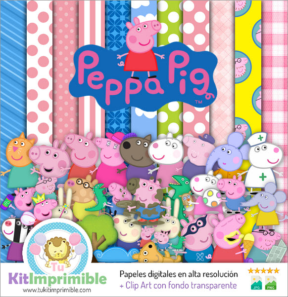 Papel Digital Peppa Pig M6 - Patrones, Personajes y Accesorios