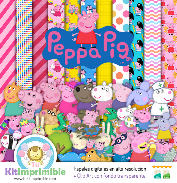 Papel Digital Peppa Pig M11 - Patrones, Personajes y Accesorios