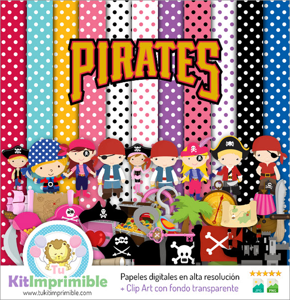 Pirates Digital Paper M4 – Muster, Charaktere und Zubehör