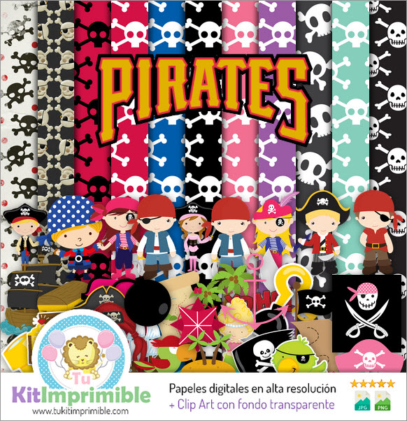 Papel Digital Piratas M6 - Patrones, Personajes y Accesorios