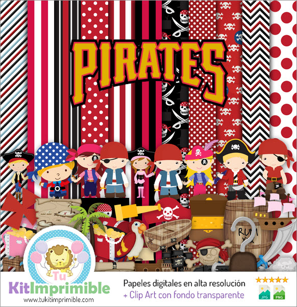 Papel Digital Piratas M7 - Patrones, Personajes y Accesorios