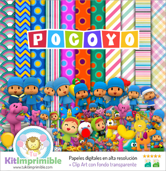 Pocoyo M1 Digital Paper – Muster, Charaktere und Zubehör