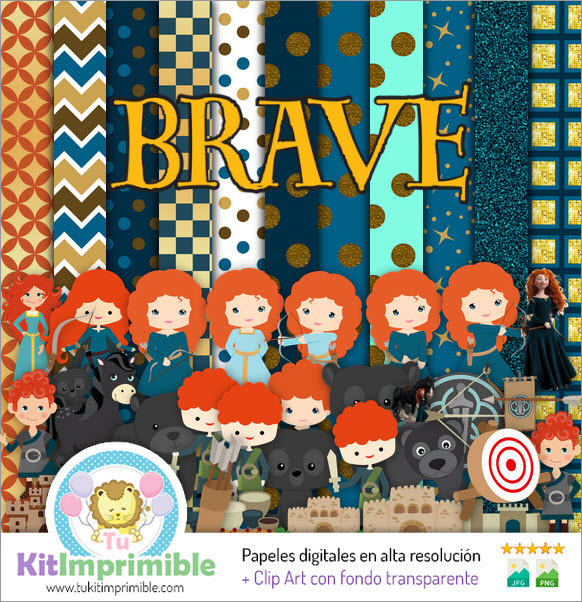 Brave Princess Merida Digital Paper M1 - Patterns, Characters and Accessories