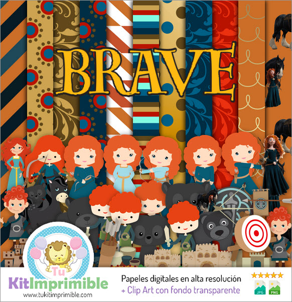 Brave Princess Merida Digital Paper M2 – Muster, Charaktere und Zubehör