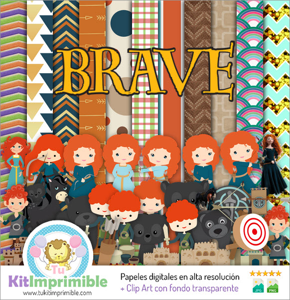 Brave Princess Merida Digital Paper M3 - Patterns, Characters and Accessories