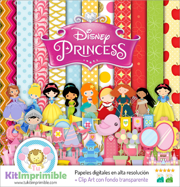 Princess Digital Paper M2 - Padrões, Personagens e Acessórios
