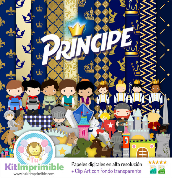 Digital Paper Prince M4 – Muster, Charaktere und Zubehör