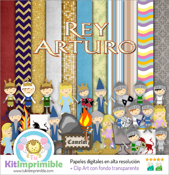 Digital Paper King Arthur M1 – Muster, Charaktere und Zubehör