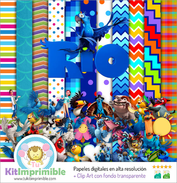 Digital Paper Rio 2 M1 – Muster, Charaktere und Zubehör