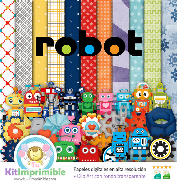 Robots Digital Paper M1 - Patterns, Characters and Accessories