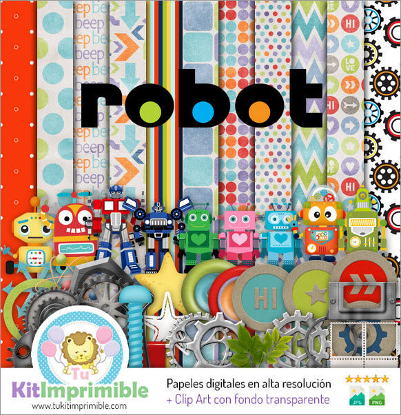 Robots Digital Paper M2 - Patterns, Characters and Accessories