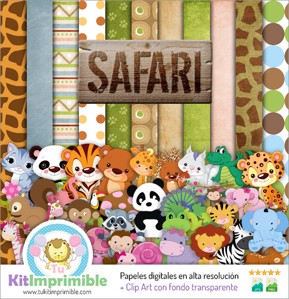 Цифровая бумага Safari Baby M1 — выкройки, персонажи и аксессуары