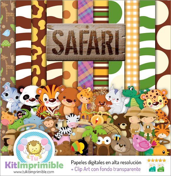 Цифровая бумага Safari Baby M2 — выкройки, персонажи и аксессуары