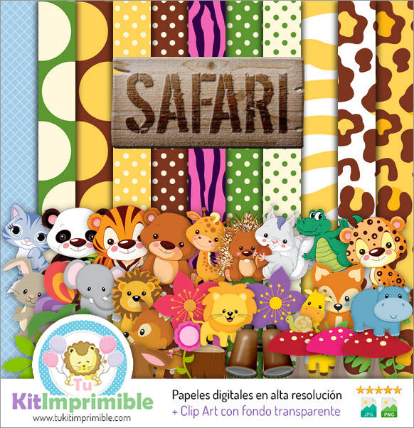 Baby Safari 數碼紙 M3 - 圖案、人物和配件