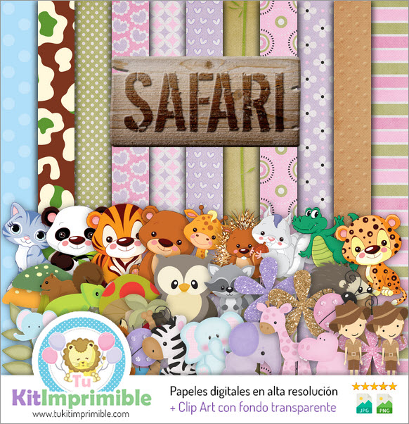 Baby Safari 數碼紙 M4 - 圖案、人物和配件