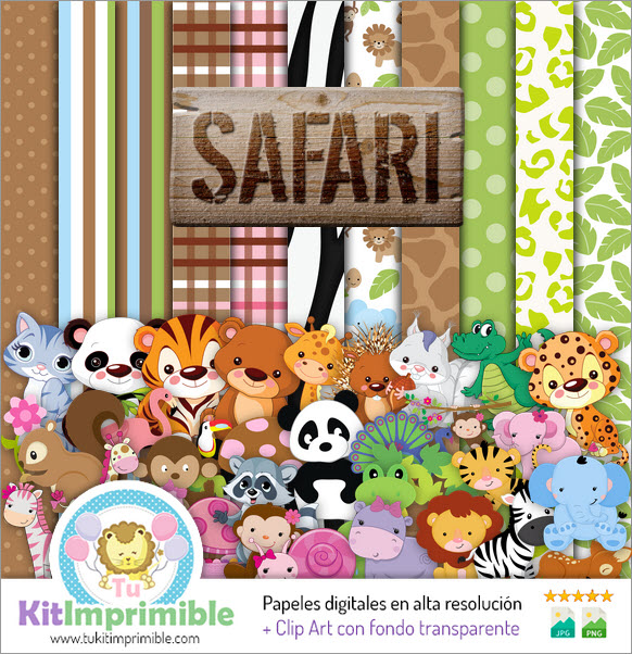 Цифровая бумага Baby Safari M5 — выкройки, персонажи и аксессуары