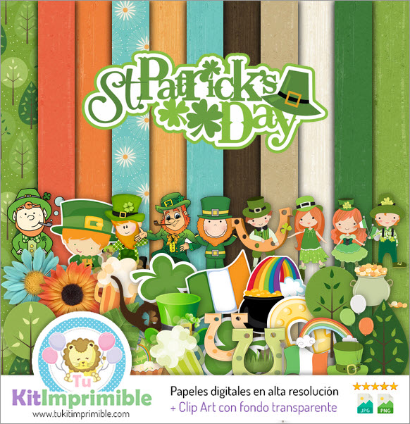 Saint Patrick Digital Paper M1 - Patterns, Characters and Accessories