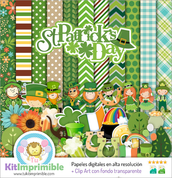 Saint Patrick Digital Paper M2 - Patterns, Characters and Accessories