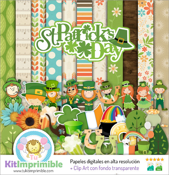 Saint Patrick Digital Paper M3 - Patterns, Characters and Accessories