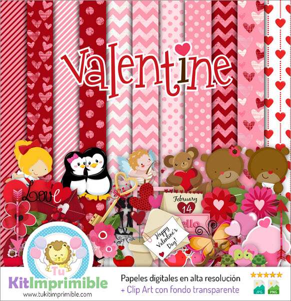 Цифровая бумага San Valentin M4 - Выкройки, персонажи и аксессуары