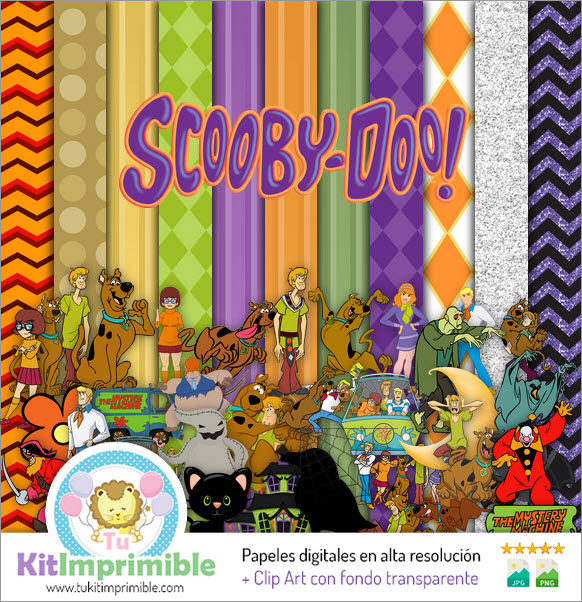 Цифровая бумага Scooby Doo M1 — выкройки, персонажи и аксессуары