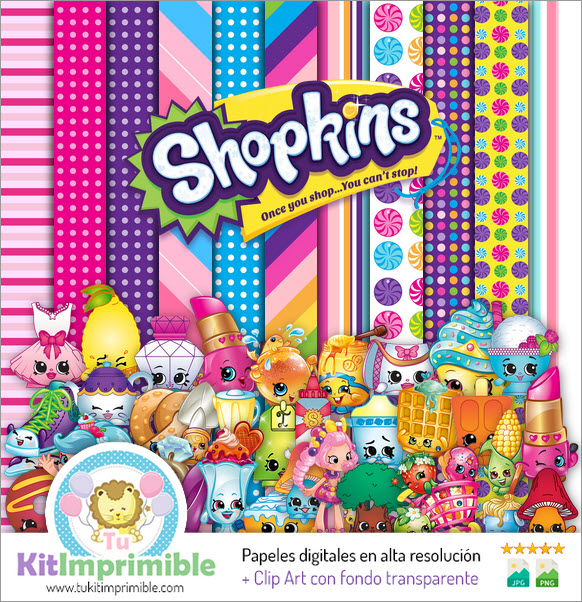 Shopkins Digital Paper M1 – Muster, Charaktere und Zubehör