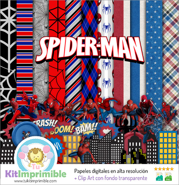 Spiderman Digital Paper Spider Man M1 – Muster, Charaktere und Zubehör