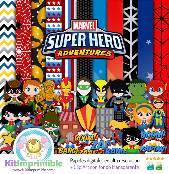 Super Heroes Digital Paper M3 – Muster, Charaktere und Zubehör